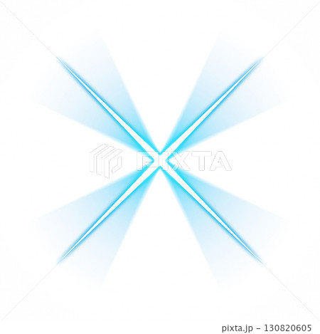 透明背景に広がる青色のX型光線 透明背景に広がる青色のX型光線 130820605
