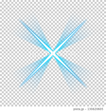 透明背景に広がる青色のX型光線 透明背景に広がる青色のX型光線 130820605