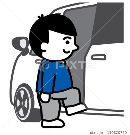 車に乗る｜移動動作カード・視覚支援アイコン(Get in the car) 130820750