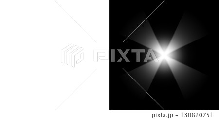 透明背景と黒背景に広がる白色の放射状光バースト 130820751