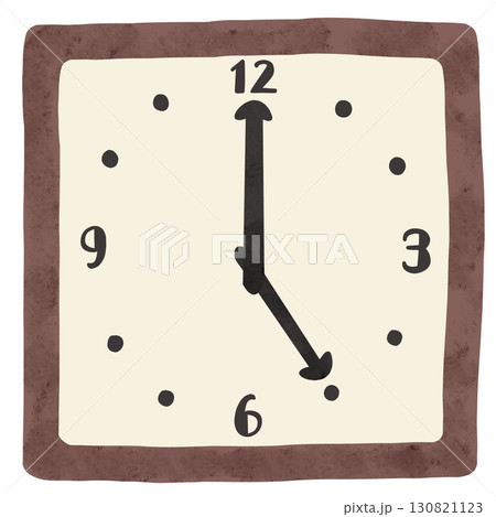 シンプルな時計5時　水彩風手描きイラスト 130821123