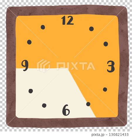 シンプルな時計9時5時の範囲 水彩風手描きイラスト シンプルな時計9時5時の範囲 水彩風手描きイラスト 130821433