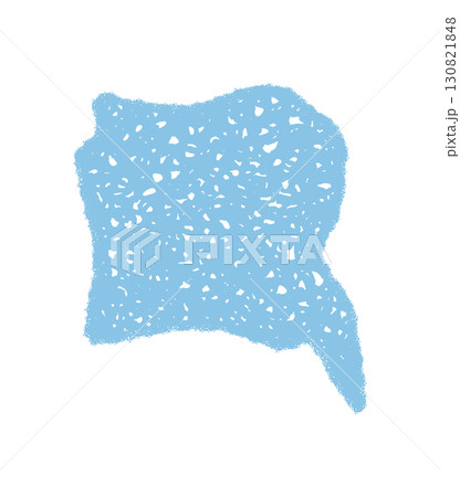 Wavy crayon speech bubble sketch in abstract blue with organic fluid rectangle and soft cloud form. Message and talk element for creative backgrounds, ideal for social, media or communication 130821848