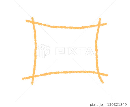 Handdrawn rectangle box frame with chalk contour. Crayon sketch outline gives a unique template for text. Soft yellow background adds artistic touch, perfect as creative label or banner. 130821849