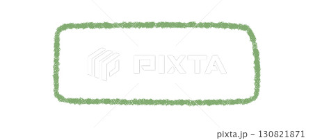 Green crayon sketch rectangle frame with a soft organic contour. Quote box and border design with an artistic background. This graphic frame works well as decorative label or memo card template. 130821871