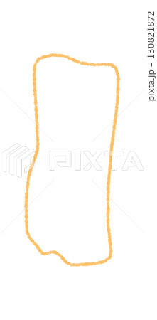 Hand drawn crayon outline box with organic squiggle frame forms a freehand rectangle. Sketch background and quote frame in orange, for blank text or creative border template. 130821872