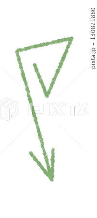 Green hand drawn arrow points down with crayon stroke for a bold sketch symbol. Chalk pointer forms a simple icon element, ideal for clear messages and creative concepts. Green hand drawn arrow points down with crayon stroke for a bold sketch symbol. Chalk pointer forms a simple icon element, ideal for clear messages and creative concepts. 130821880