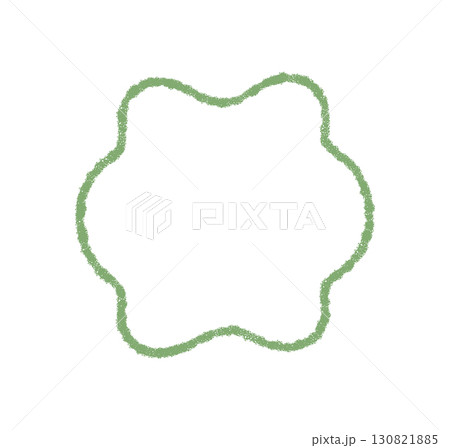 Groovy crayon wavy border outline shape in light green with retro sketch and funky bubble frame. Trendy y2k graphic and chalk texture add an abstract style to the background. 130821885