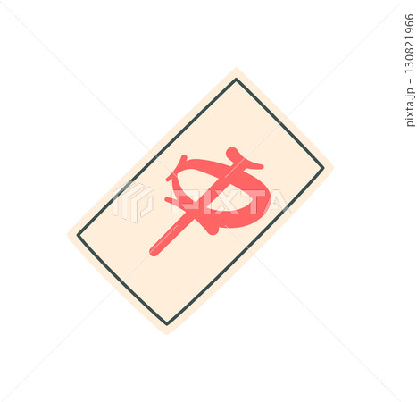 Flat Chinese mahjong game tile. Boardgame piece with decorative red symbol, ideal for strategy and tabletop games. Versatile board element for recreation, gaming, or design use. Flat Chinese mahjong game tile. Boardgame piece with decorative red symbol, ideal for strategy and tabletop games. Versatile board element for recreation, gaming, or design use. 130821966