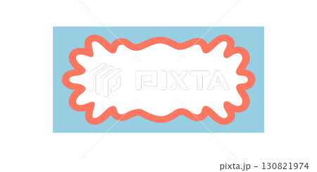 Groovy wavy rectangle bubble border frame with a retro doodle outline. Y2k style and light blue background, this graphic border uses bold line details, creating a playful look for vintage or trendy 130821974