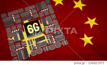 The 6G Technology on IC PCB board for Technology concept 3d Rendering. 130821975