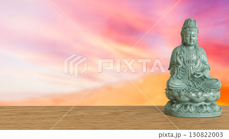 The Guan Yin sculpture  for religion concept 3d Rendering. 130822003