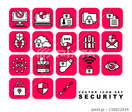 サイバーセキュリティ(情報保護)のベクターアイコンセット 130822034