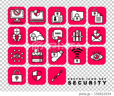 サイバーセキュリティ(情報保護)のベクターアイコンセット 130822034