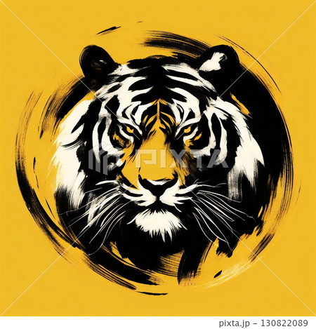 タイガースの筆絵風のイラスト タイガースの筆絵風のイラスト 130822089