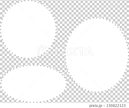 丸い破線で描かれた円形の図形。淡いグレーのフレームセット 130822123