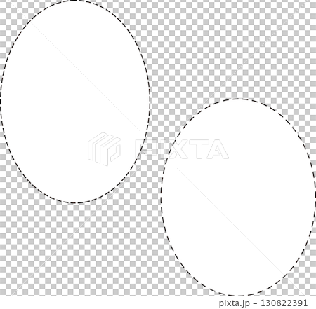 黒い破線が卵型の円を描いているフレームセット。 黒い破線が卵型の円を描いているフレームセット。 130822391