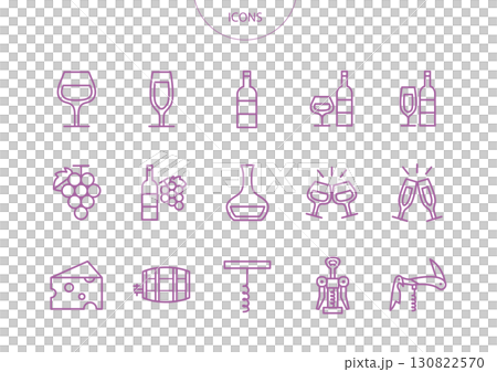 ワイン アイコン ピクトグラム ベクター イラスト セット ワイン アイコン ピクトグラム ベクター イラスト セット 130822570