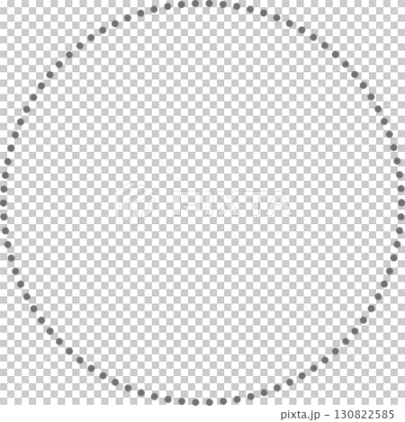 シンプルなグレーの円のフレーム。丸いドットの破線で描かれている。広いテキストスペース 130822585