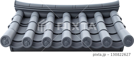 old roof tile roof on white background 130822627