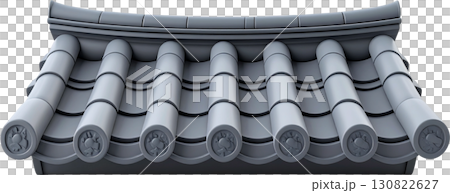 old roof tile roof on white background 130822627