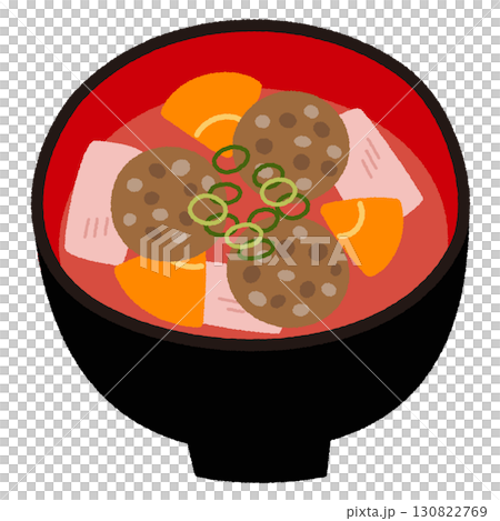 Illustration of a bowl of fishball soup 130822769