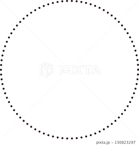 シンプルな円のサークルフレーム。黒のドットで描かれた正円。広いテキストスペースで使いやすい。 130823297