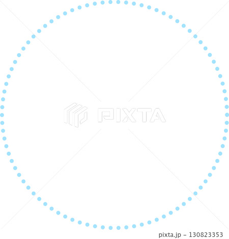 青い正円のフレーム。ドットで描かれた破線。シンプルで広いテキストスペース。 130823353
