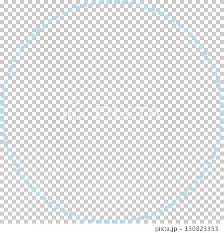 青い正円のフレーム。ドットで描かれた破線。シンプルで広いテキストスペース。 130823353