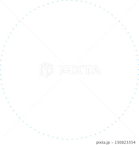 青い正円のフレーム。ドットで描かれた破線。シンプルで広いテキストスペース。 青い正円のフレーム。ドットで描かれた破線。シンプルで広いテキストスペース。 130823354