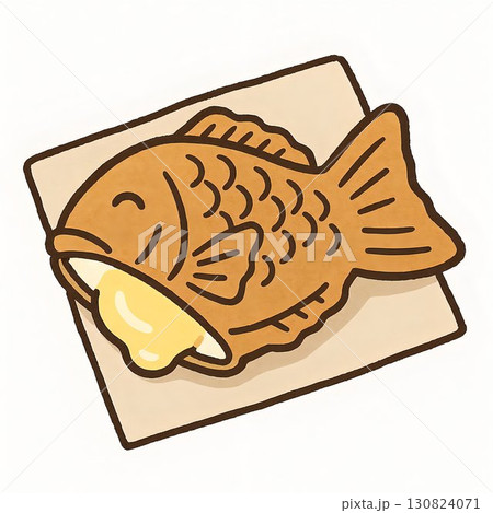 カスタードたい焼きの手描きイラスト 130824071