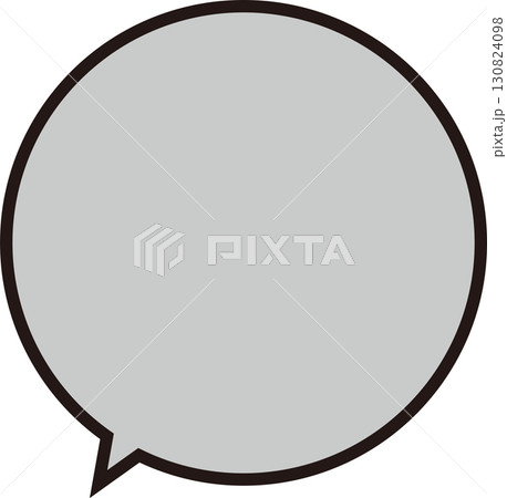 黒い太い枠線に囲まれた、グレーの吹き出し。広いテキストスペースとシンプルな正円の吹き出しで使いやすい 130824098
