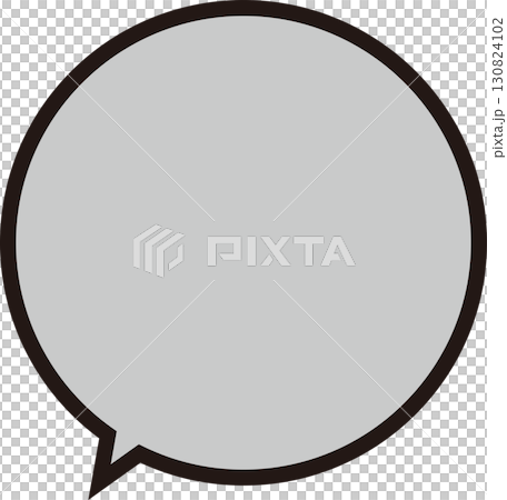 A gray speech bubble surrounded by a thick black border. It is easy to use with its wide text space and simple circular speech bubble. 130824102