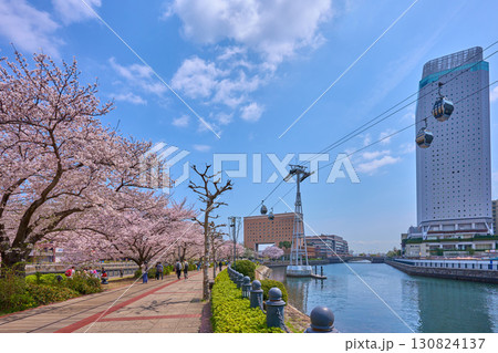春の神奈川県横浜市の汽車道から新港、海岸通地区を見る 130824137
