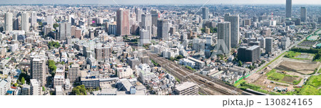 空撮「埼玉県」荒川河川敷から川口市中心街を撮影 130824165