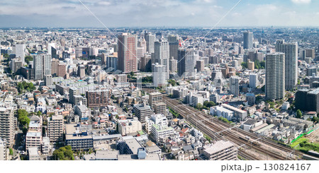 空撮「埼玉県」荒川河川敷から川口市中心街を撮影 130824167