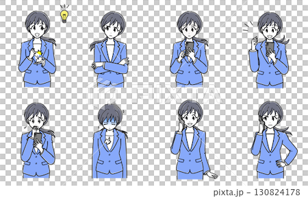 スーツのOLさん(上半身・シンプル)セット3 スーツのOLさん(上半身・シンプル)セット3 130824178