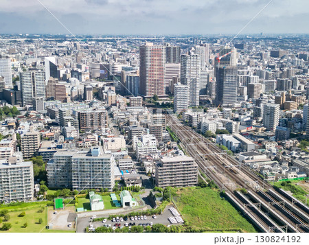 空撮「埼玉県」荒川河川敷から川口市中心街を撮影 130824192