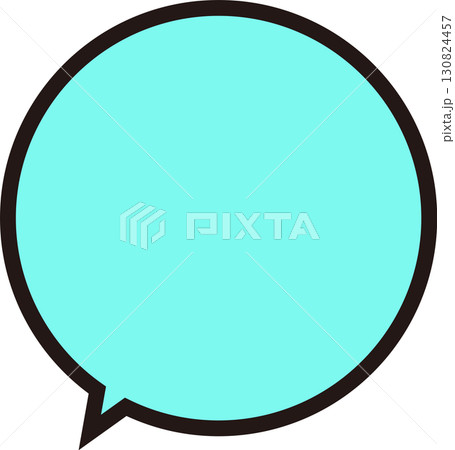 黒い太線に水色のテキストスペースのシンプルな吹き出し。正円で使いやすい。 黒い太線に水色のテキストスペースのシンプルな吹き出し。正円で使いやすい。 130824457