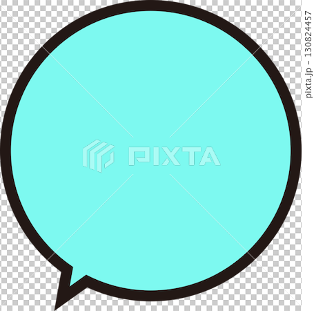 一個簡單的對話框，帶有粗黑線和淺藍色文字空間。它是一個完美的圓形，易於使用。 130824457