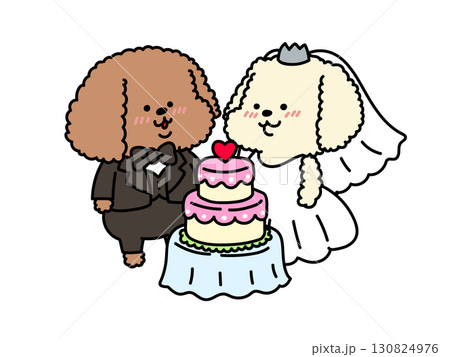 ケーキ入刀　ハッピーウェディング　犬さん 130824976