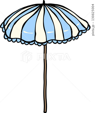 Striped Beach Umbrella Blue and White Hand Drawn, Fisherman Aesthetic Striped Beach Umbrella Blue and White Hand Drawn, Fisherman Aesthetic 130825004