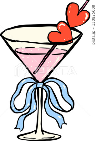 Martini Cocktail with Heart Decoration Hand Drawn, Fisherman Aesthetic Martini Cocktail with Heart Decoration Hand Drawn, Fisherman Aesthetic 130825009