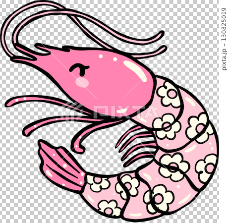 Cute Groovy Shrimp with Floral Pattern Hand Drawn, Fisherman Aesthetic Cute Groovy Shrimp with Floral Pattern Hand Drawn, Fisherman Aesthetic 130825019