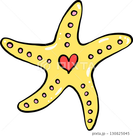 Cute Starfish with Heart  Hand Drawn, Pastel Fisherman Aesthetic 130825045