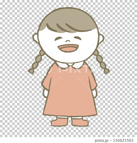 ワンピースを着た女の子 三つ編み ワンピースを着た女の子 三つ編み 130825565