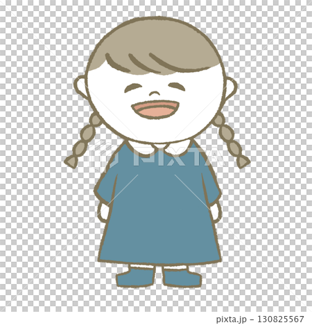 ワンピースを着た女の子　三つ編み 130825567