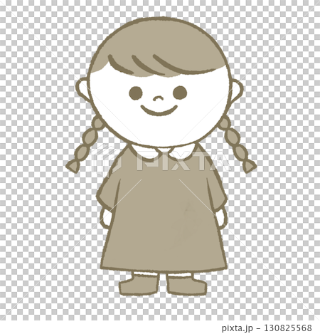 ワンピースを着た女の子　三つ編み 130825568