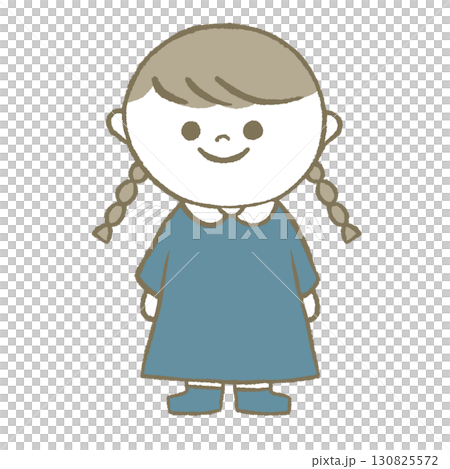 ワンピースを着た女の子　三つ編み 130825572