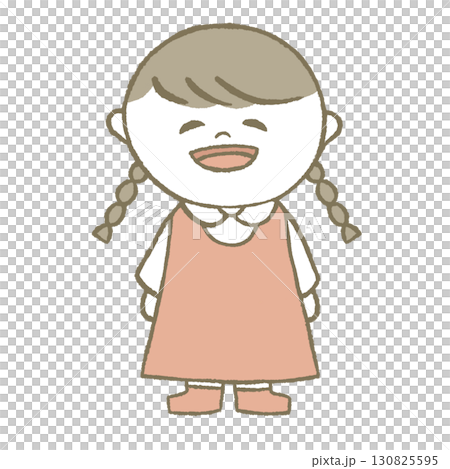 ワンピースを着た女の子　三つ編み 130825595